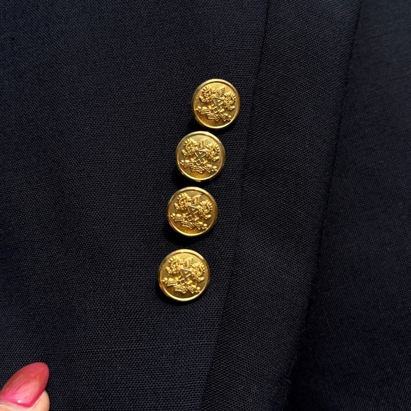Vintage Evan Picone Blue Blazer Size 44R Wool Gold Button Vented Sailboat Brooch - Picture 6 of 15